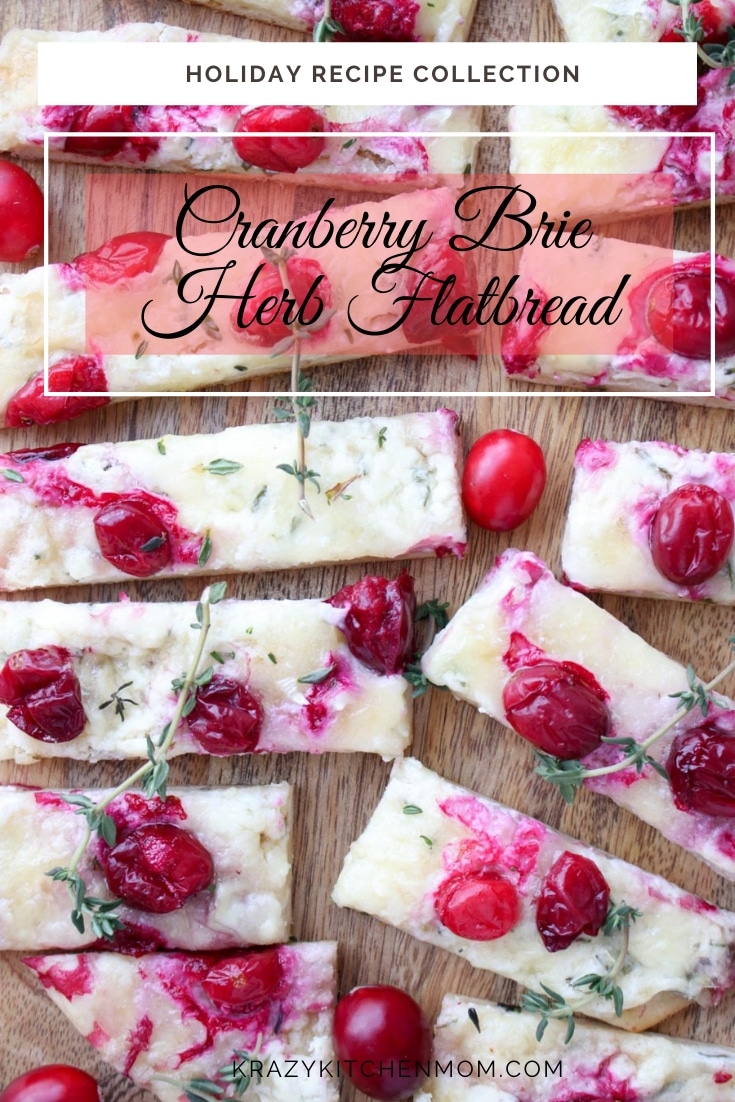 My Three Cheese Cranberry Flatbread is creamy, cheesy and a bit tart from the cranberries. It's the perfect holiday appetizer and is ready in minutes.  via @krazykitchenmom