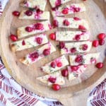 Three Cheese Cranberry Flatbread sliced on a tray