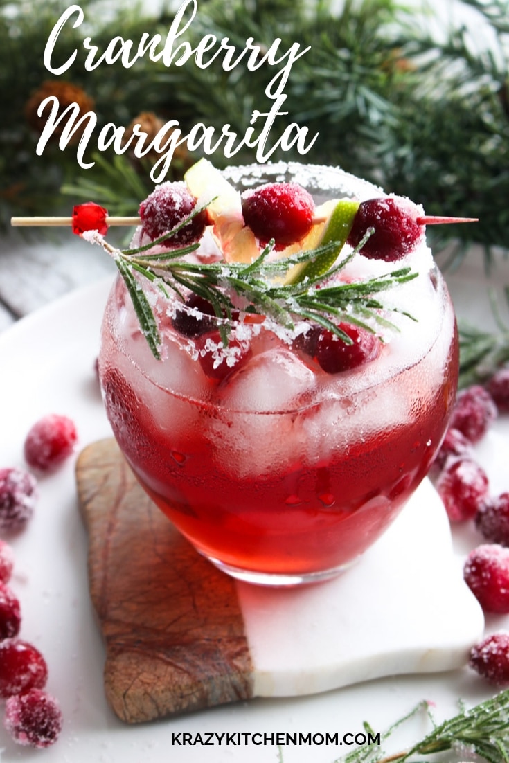 With only four ingredients Cranberry Margaritas are perfect for the holiday season. Made with Cranberry and lime juice, tequila and triple sec.  via @krazykitchenmom