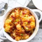 Loaded Cauliflower Casserole with spoon