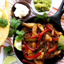 TEQUILA CHICKEN FAJITAS IN SKILLET