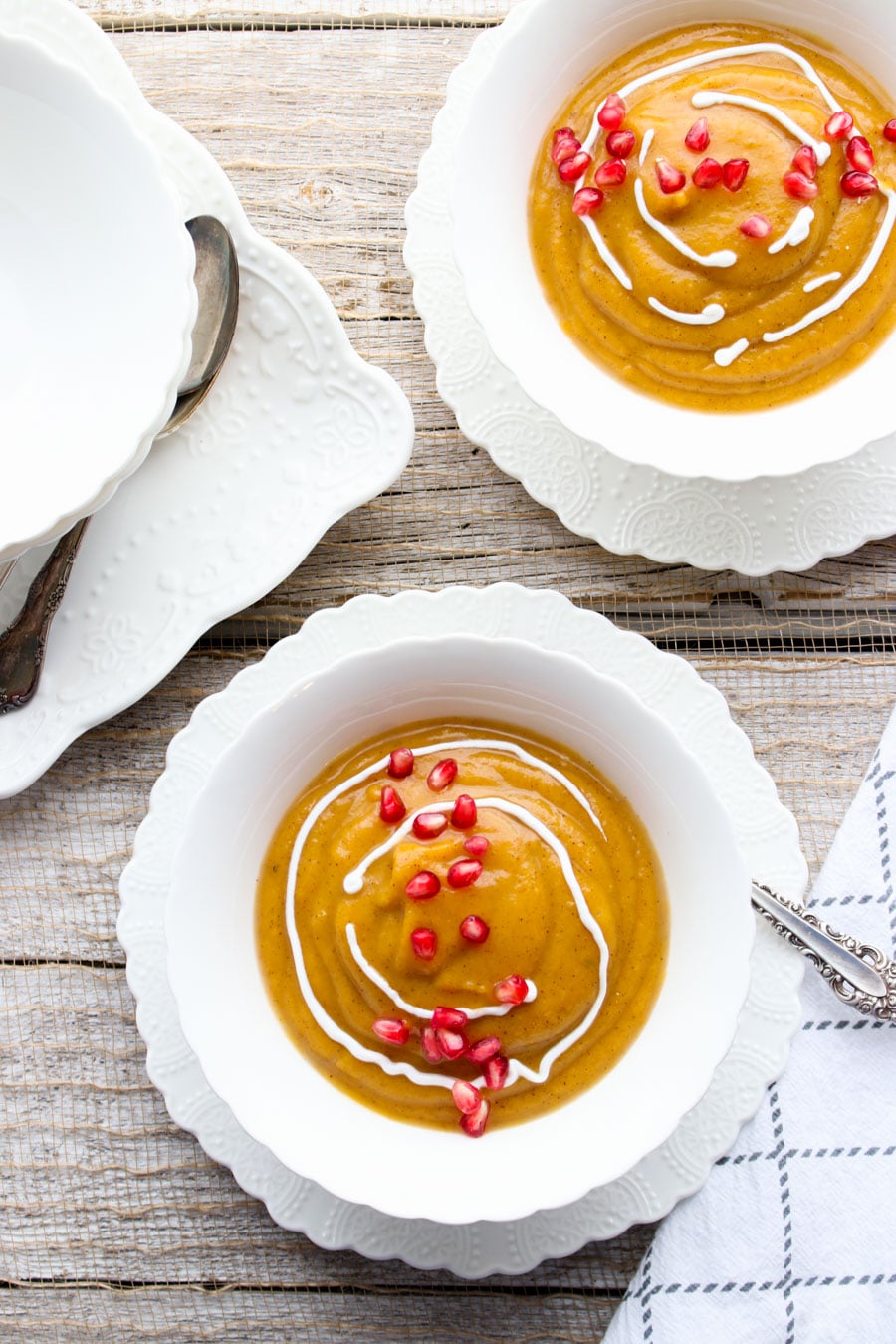 two bowls butternut squash soup