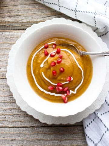 Single bowl of Roasted Butternut Squash Soup