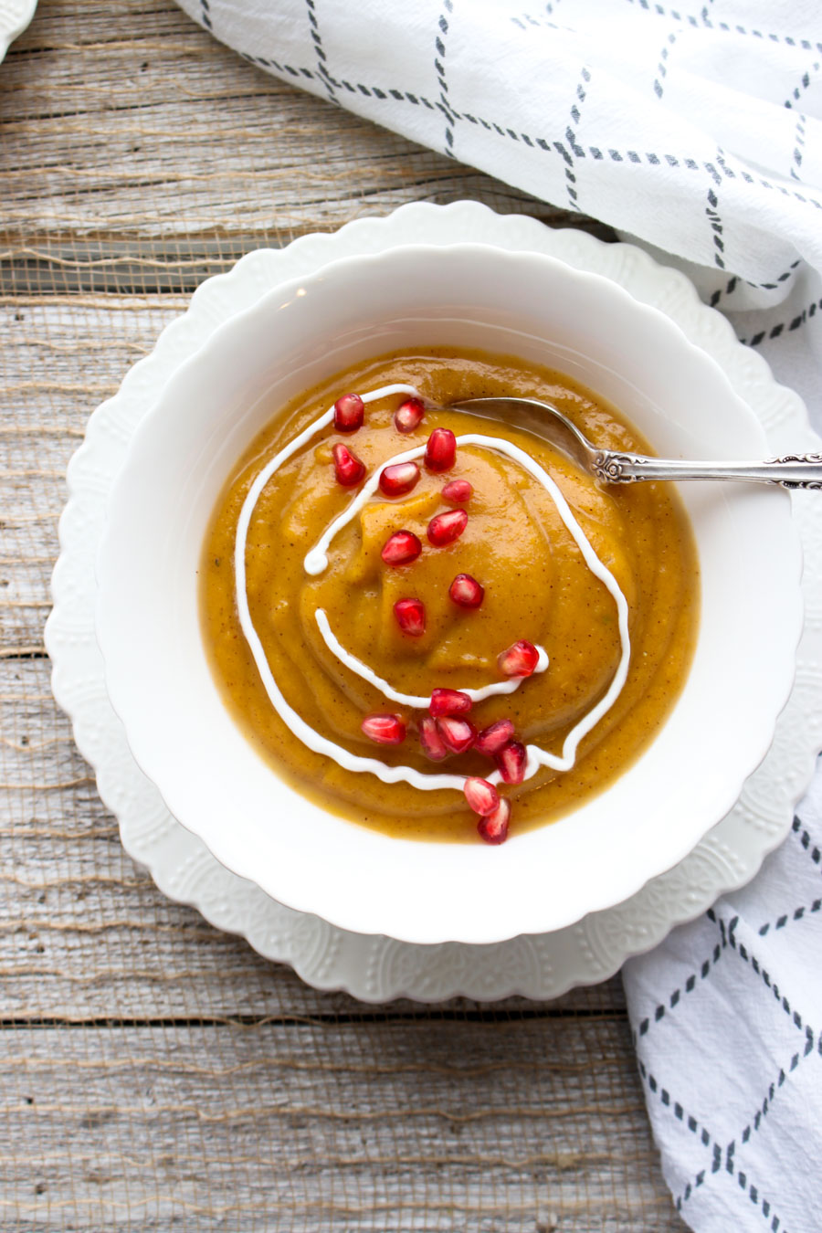 Single bowl of Roasted Butternut Squash Soup