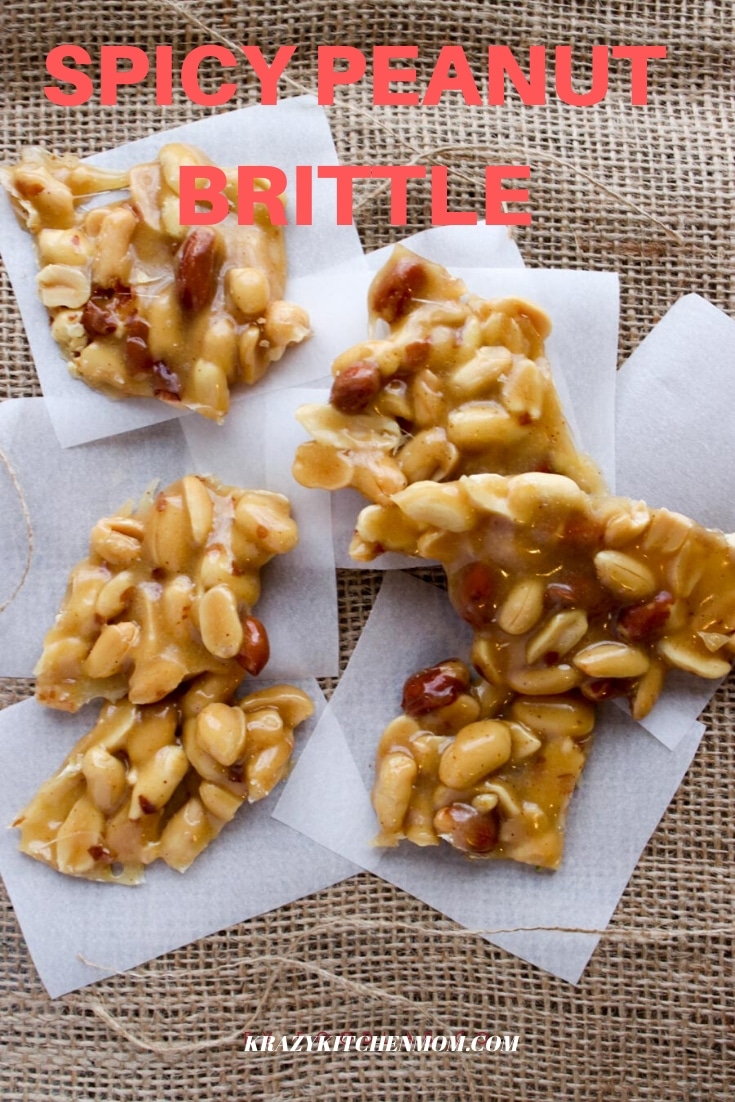 My Spicy Peanut Brittle recipe starts with the sweet and ends with the heat. It's a kicked-up version of traditional peanut brittle.  via @krazykitchenmom