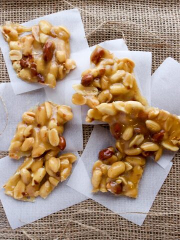 Pieces of spicy peanut brittle