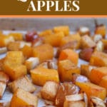 squash and apples on a baking pan