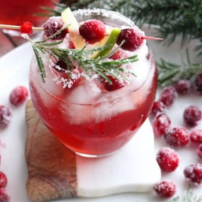 Festive glass of cranberry margatia