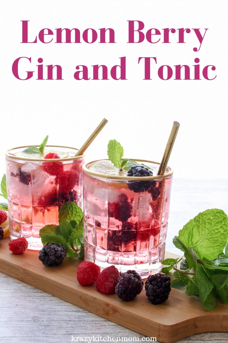 Lemon Berry Gin and Tonic is a refreshing cocktail made with premium gin, citrus tonic water, raspberries, blackberries, and fresh lemons. via @krazykitchenmom