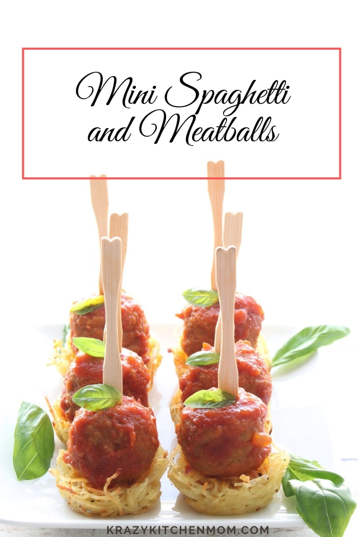 Looking for a fancy and easy party appetizer? Well, look no further - behold the Mini Spaghetti and Meatball Appetizer. Ready in just a few minutes! via @krazykitchenmom