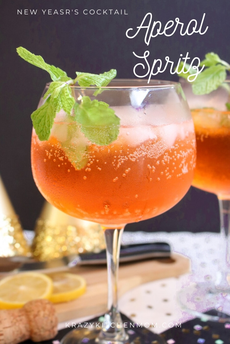 New Year's Eve Aperol Spritz - Ring in the new year with one of 2019's hottest cocktails, The Aperol Spritz made with Aperol and Prosecco. via @krazykitchenmom