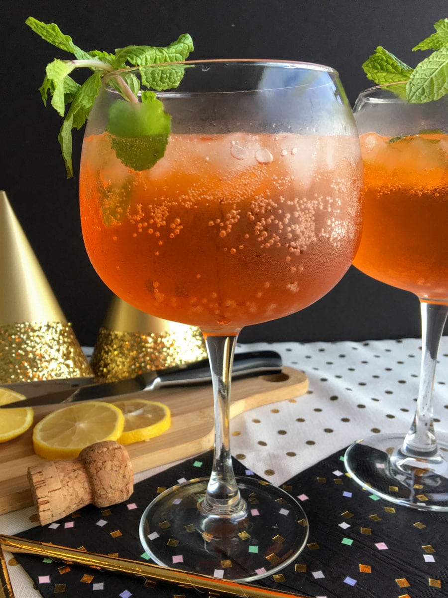 aperol spritz with new year decorations