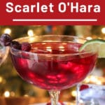 Scarlet Ohara Cocktail with Christmas tree in background