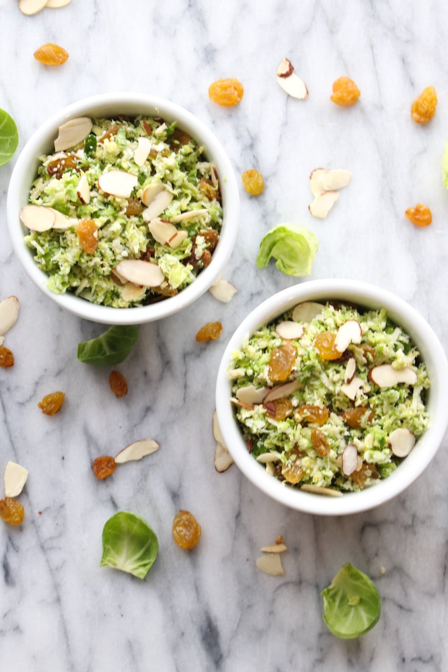 Two bowls of brussels sprouts salad