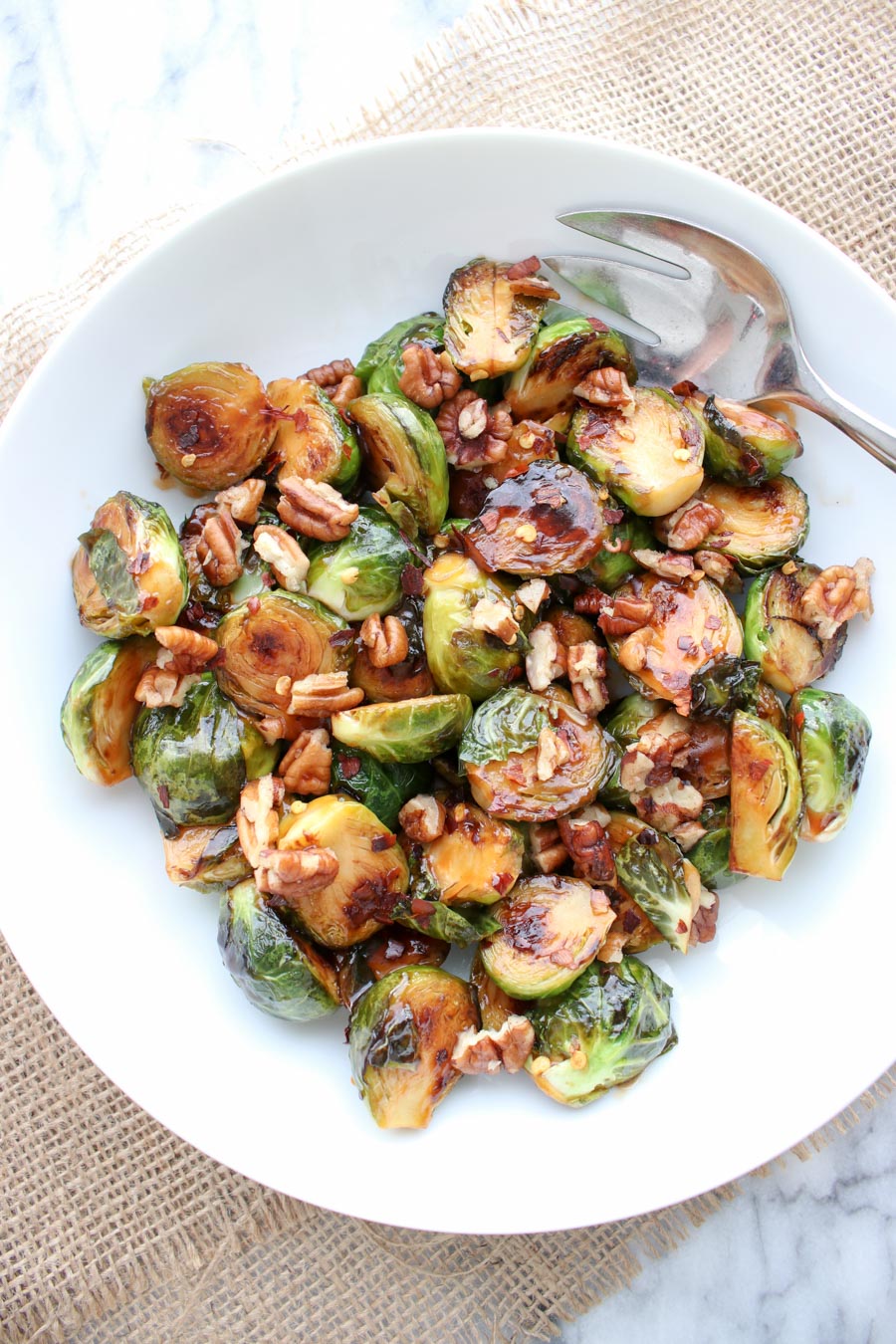 One dish of brussels sprouts