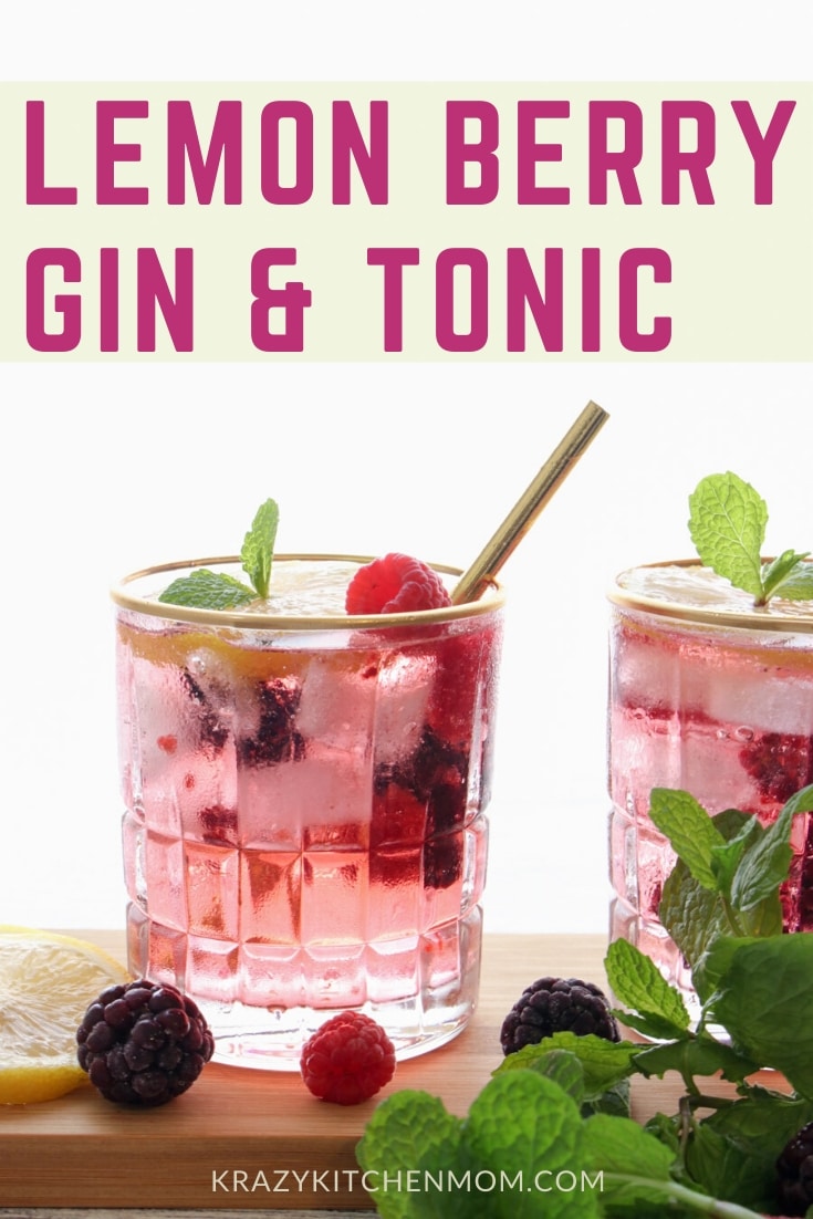 Lemon Berry Gin and Tonic is a refreshing cocktail made with premium gin, citrus tonic water, raspberries, blackberries, and fresh lemons. via @krazykitchenmom