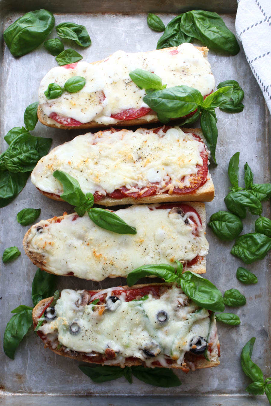 4 Different french bread pizzas