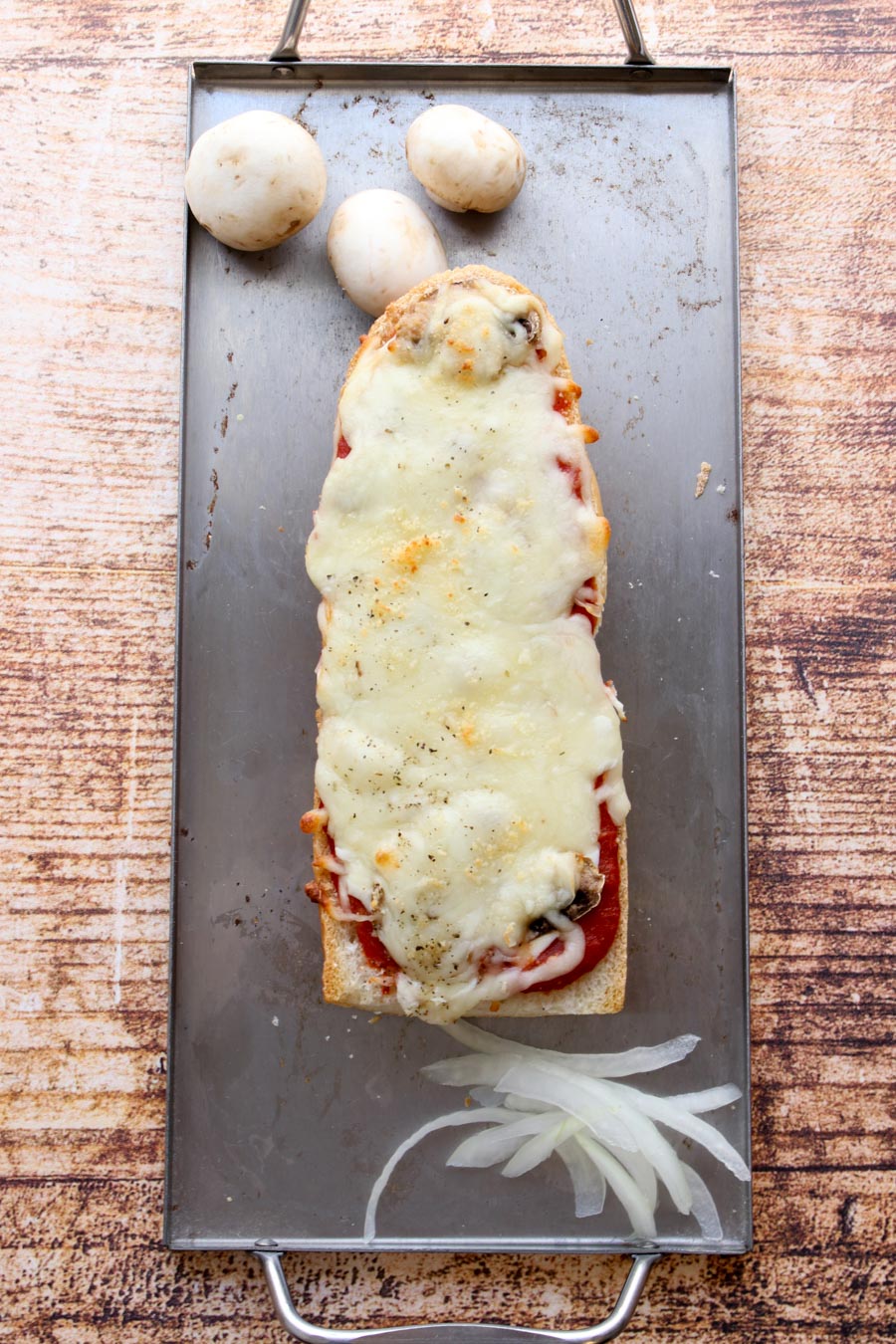 Mushroom and Onion French Bread Pizza