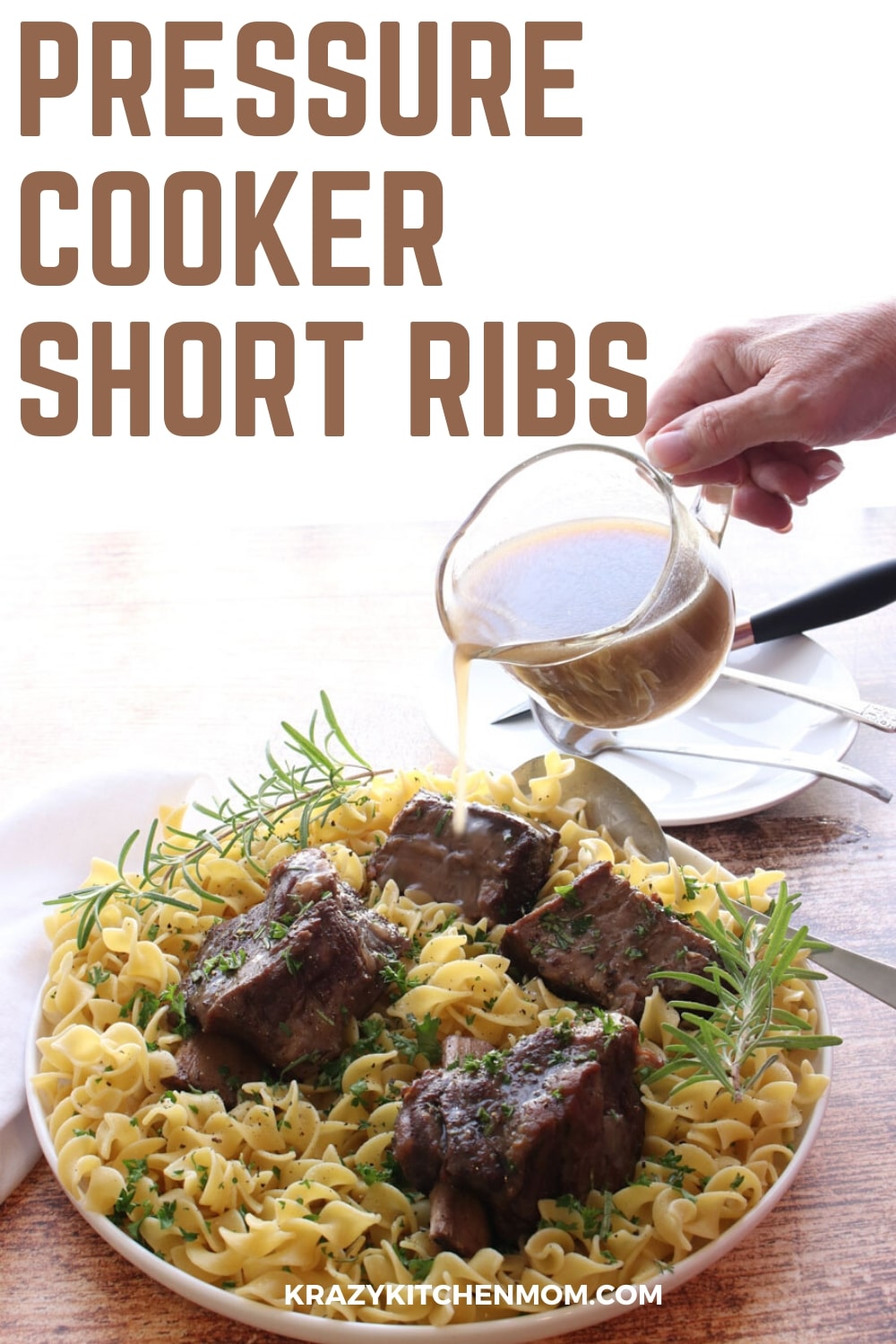 Pressure Cooker Red Wine Short Ribs are fall-off-the-bone tender and beefy. They literally cook themselves in the pressure cooker. via @krazykitchenmom