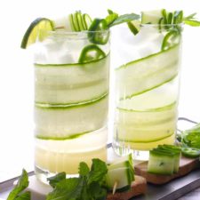 2 glasses of cucumber lime cocktail