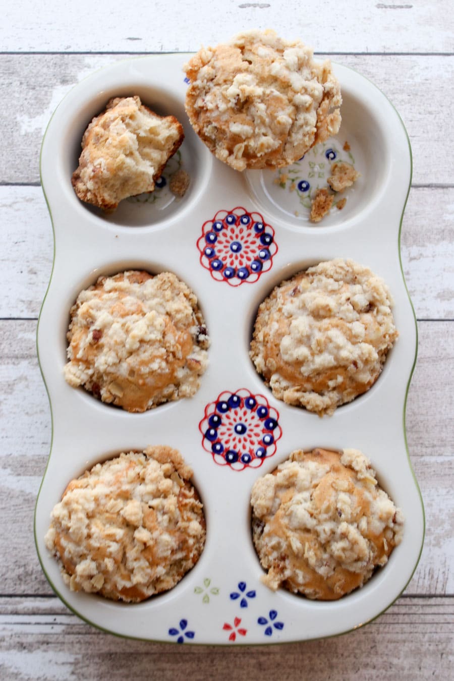 Coffee cake muffins in baking pan