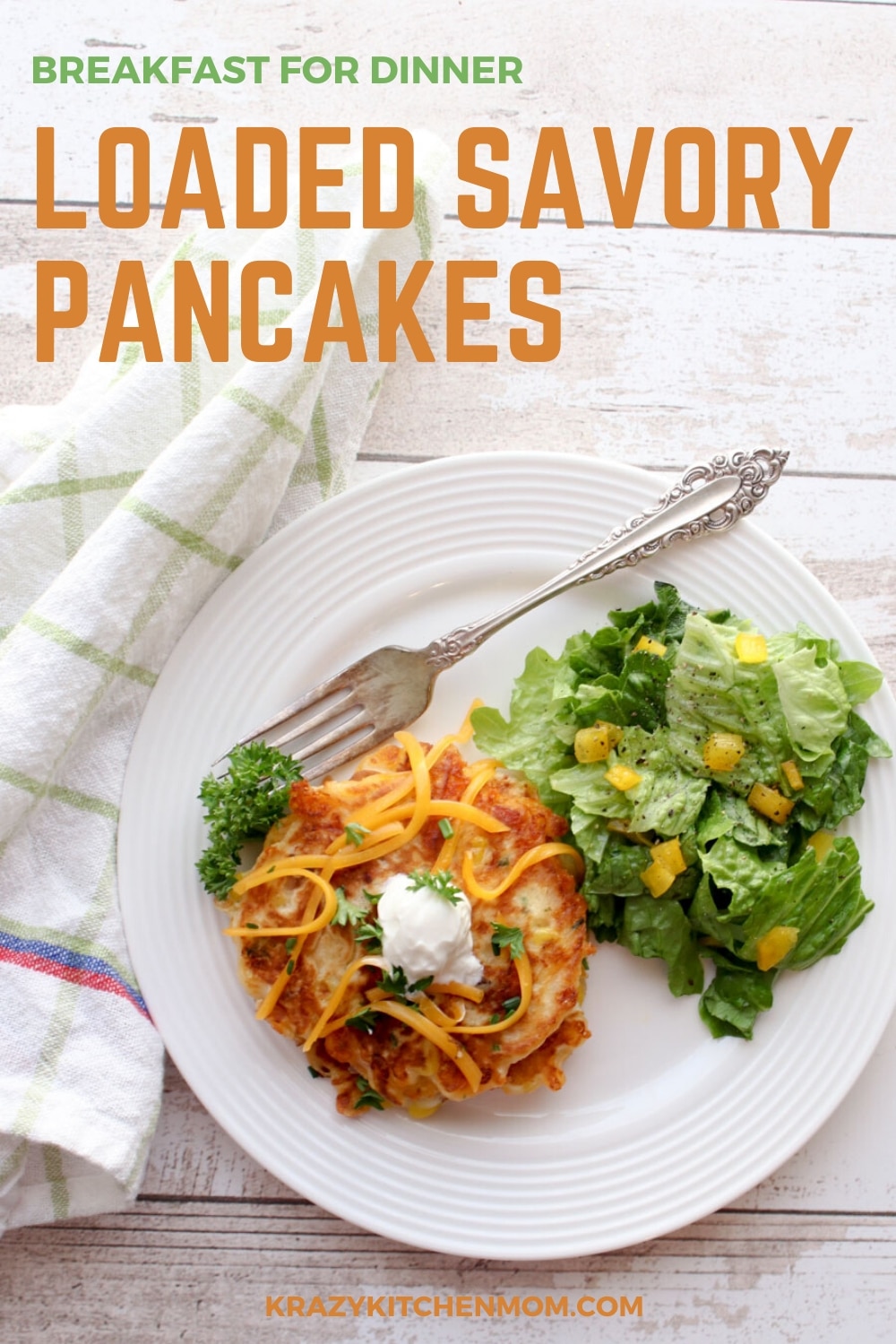 Everyone loves pancakes! And pancakes are great when you're craving breakfast for dinner. Especially with my Loaded Savory Pancakes.  via @krazykitchenmom