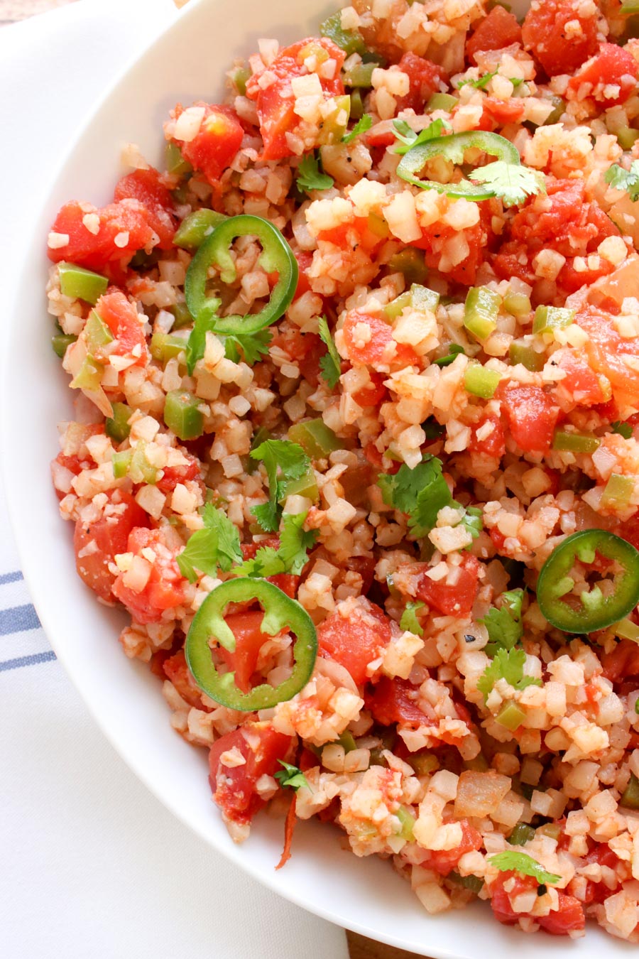 close up shot of Spanish Cauliflower Rice