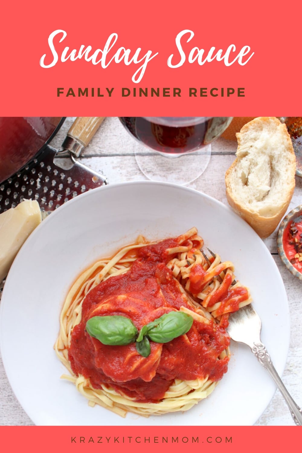 Sunday Sauce Spaghetti Sauce is cooked low and slow for a deep delicious sauce. via @krazykitchenmom