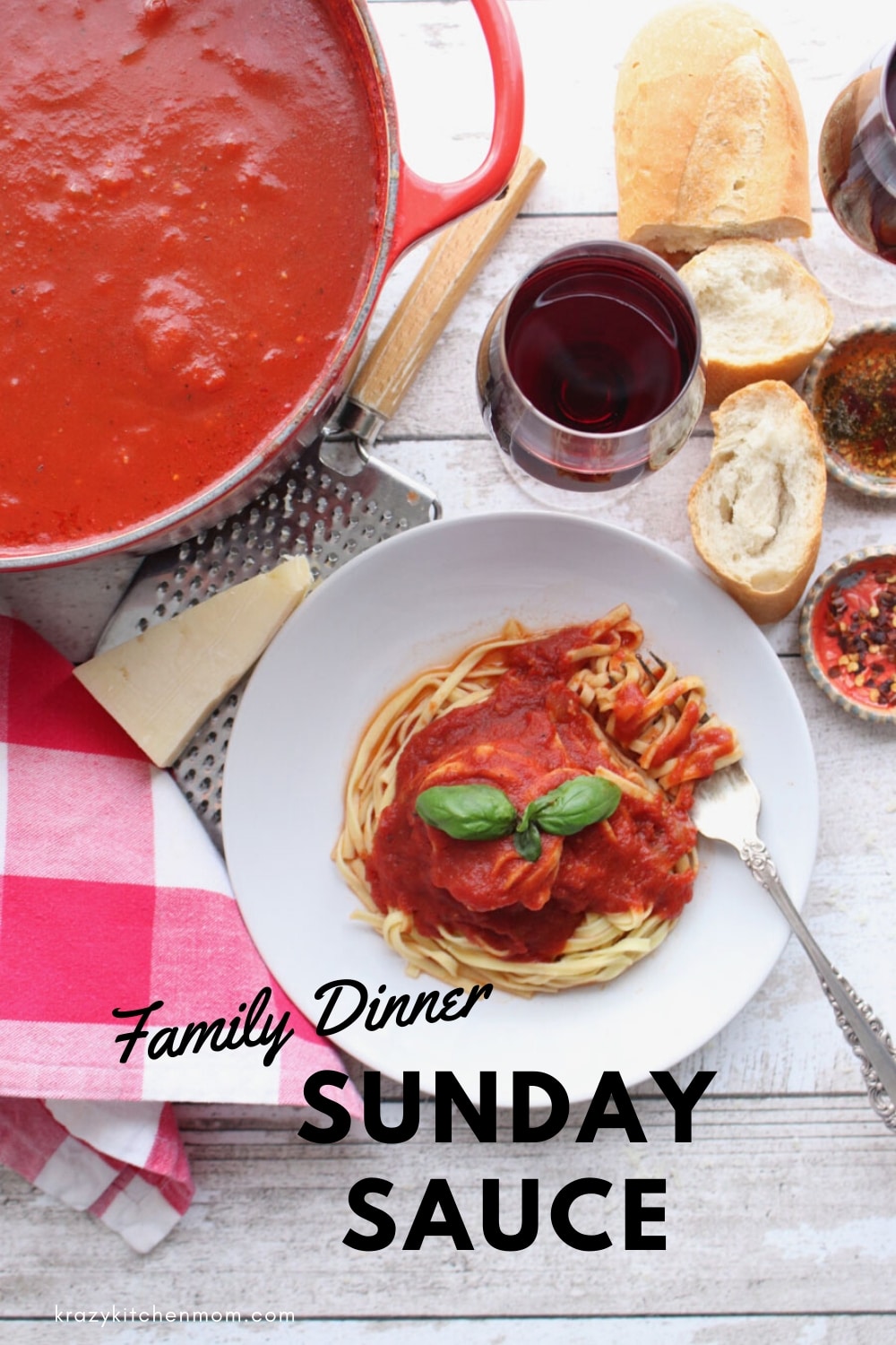 Sunday Sauce Spaghetti Sauce is cooked low and slow for a deep delicious sauce. via @krazykitchenmom