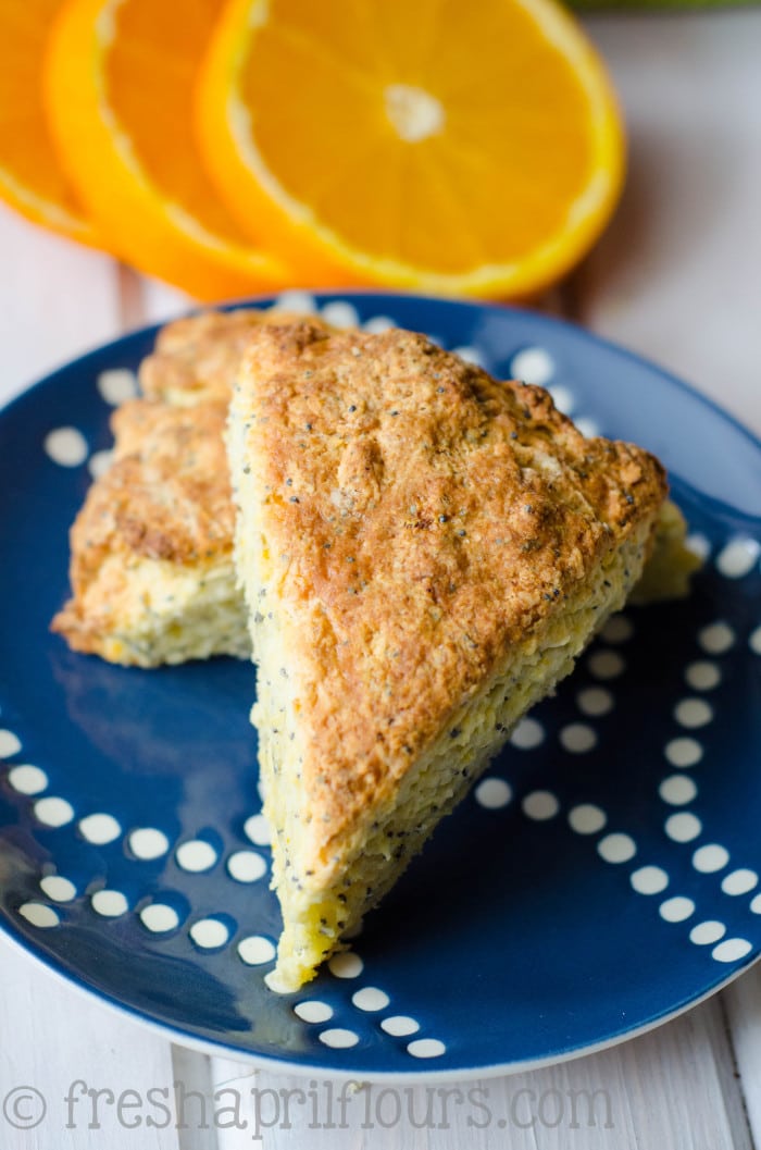 A slice of cake of orange scone