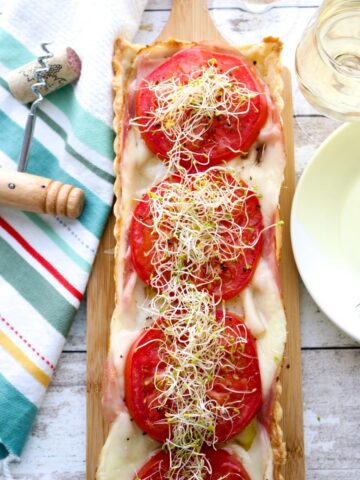 OVER HEAD SHOT OF PUFF PASTRY DELI TART