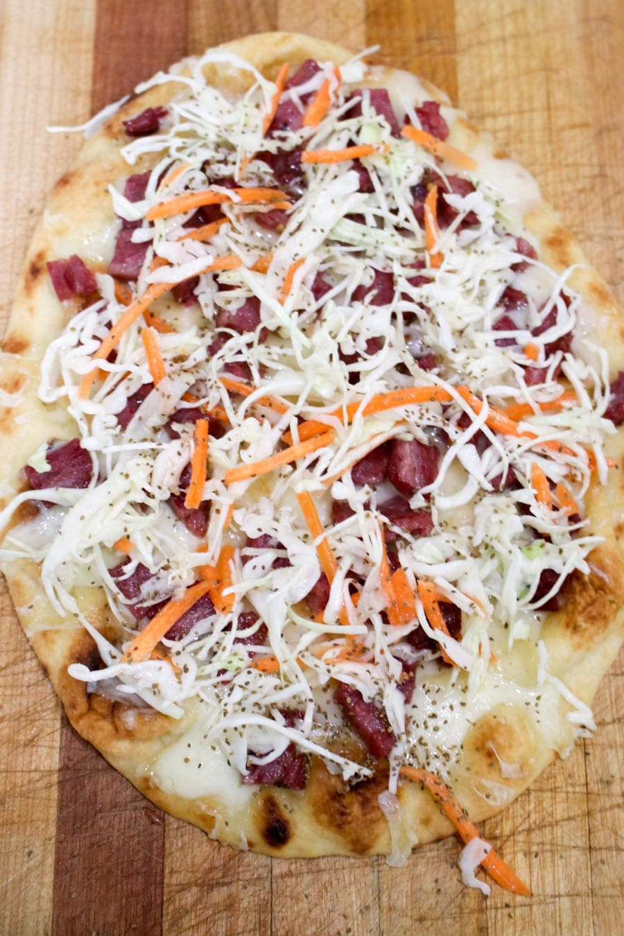 Corned Beef and Swiss Flatbread Pizza