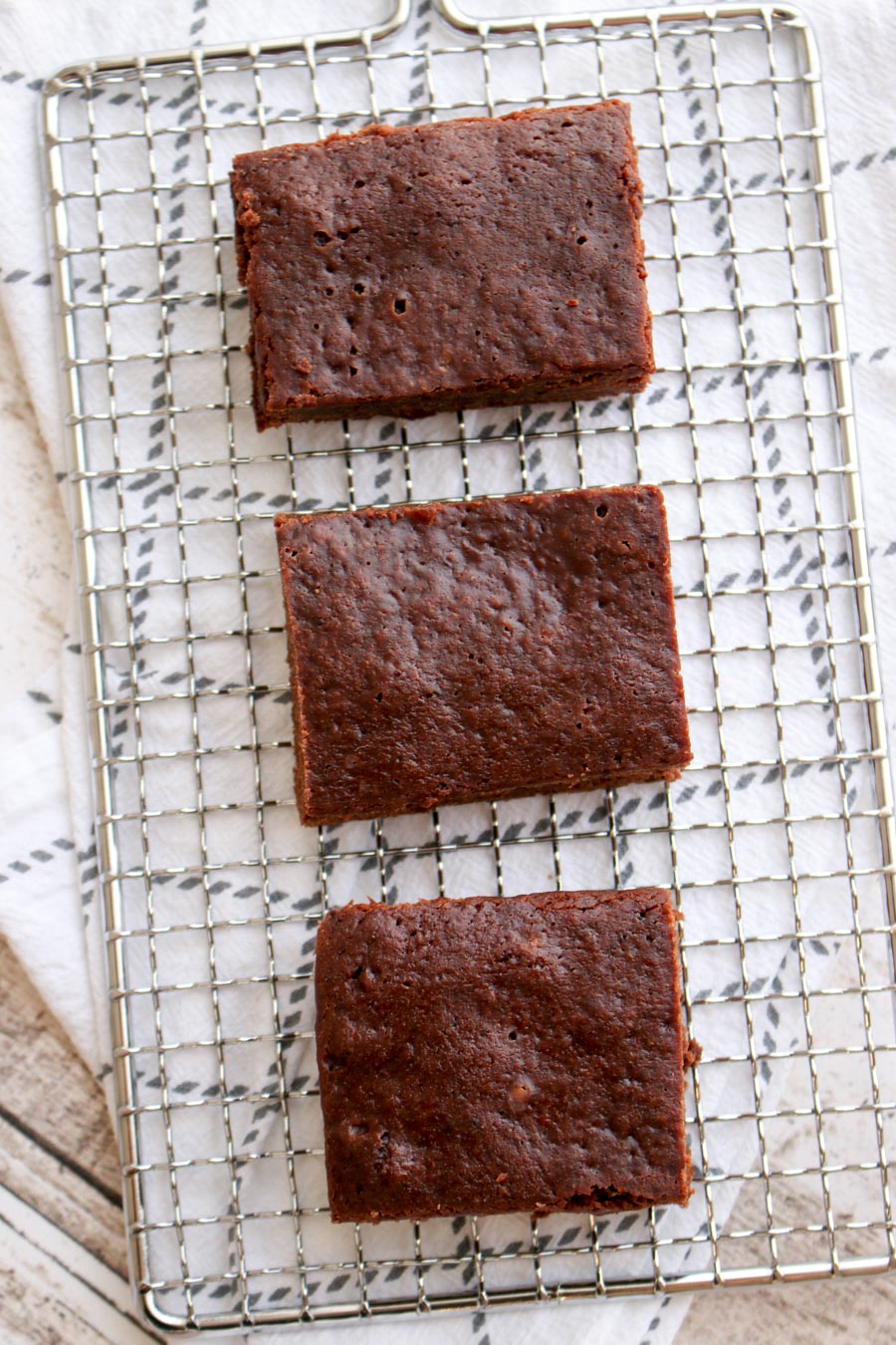 Three slices of chocolate cake