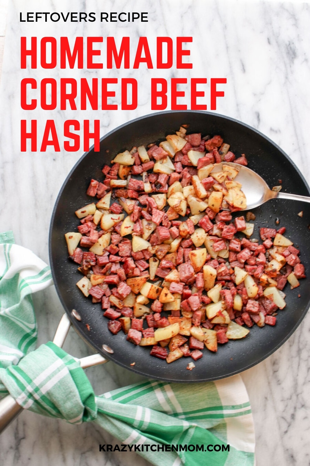 Don't know what to do with leftover corned beef? Make Homemade Corned Beef Hash. With only three main ingredients, it's an easy recipe.  via @krazykitchenmom