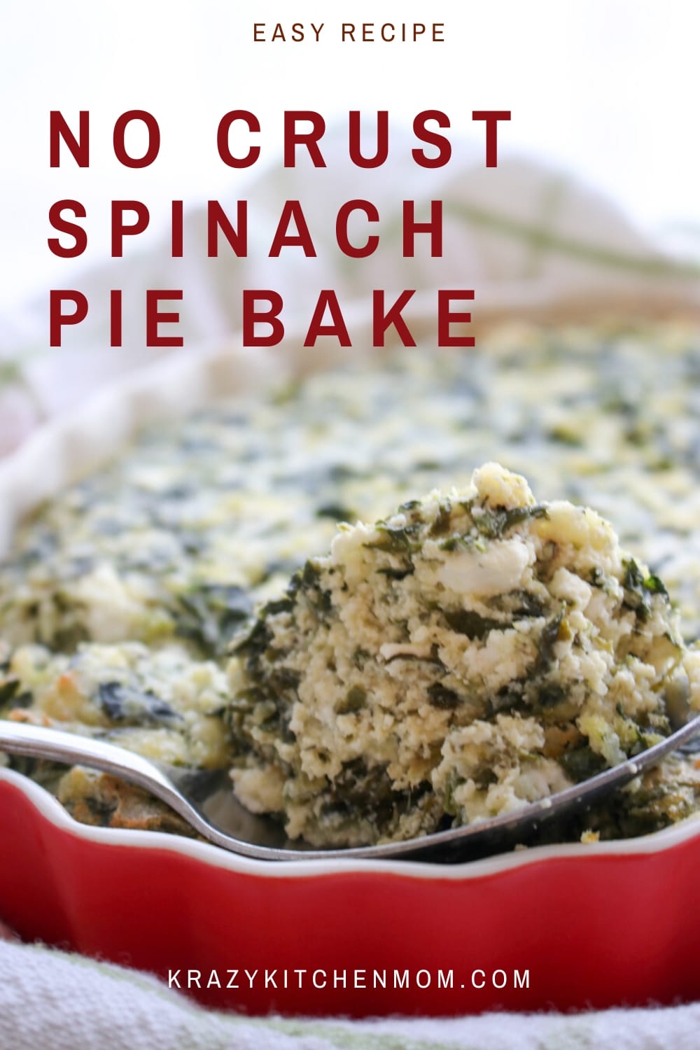 This is the best Crustless Spinach Pie, also called Greek Spanakopita has all of the flavors and many of the same ingredients as Greek Spinach Pie, without the crust. It's the perfect low-carb or Keto spinach pie recipe. via @krazykitchenmom