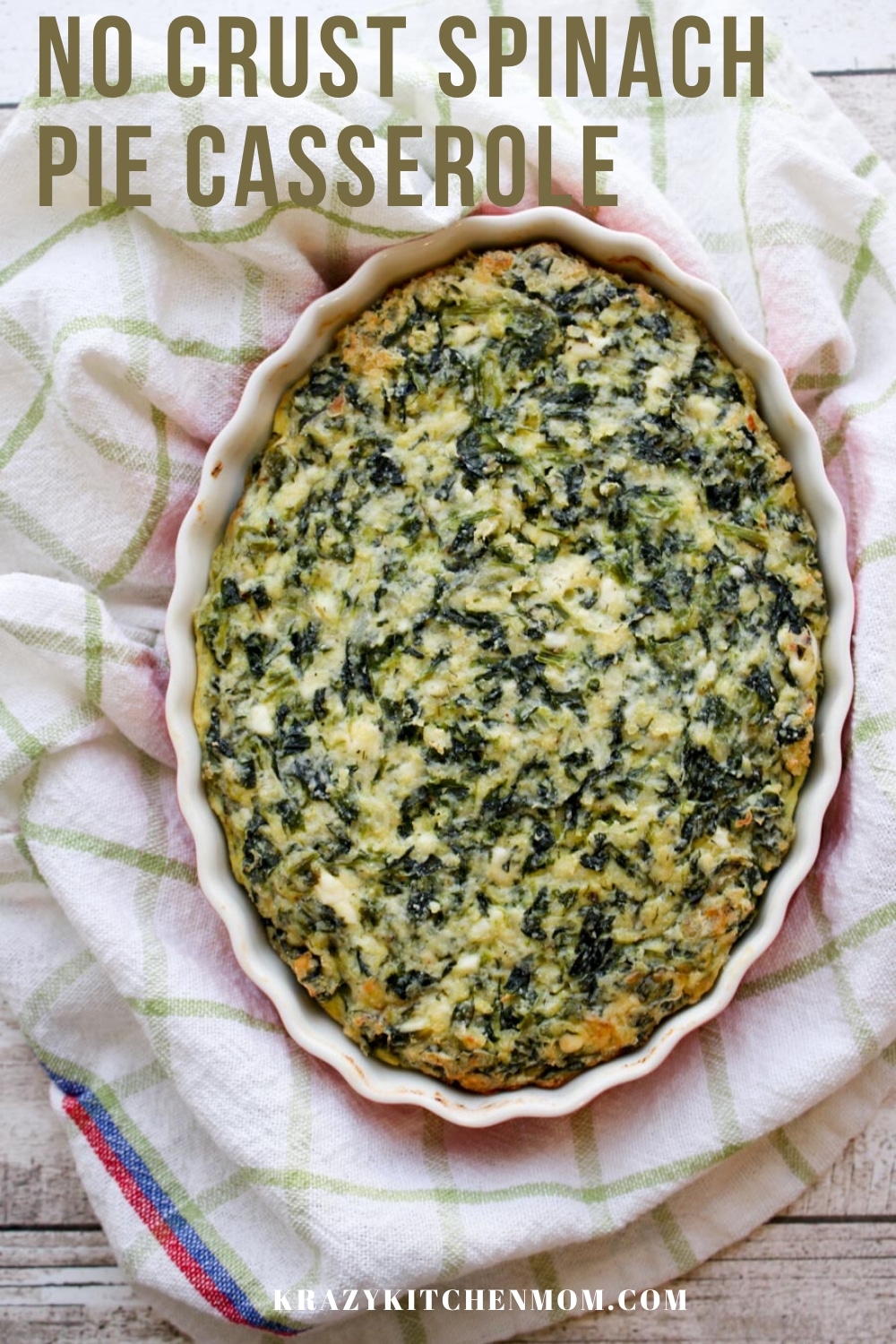 This is the best Crustless Spinach Pie, also called Greek Spanakopita has all of the flavors and many of the same ingredients as Greek Spinach Pie, without the crust. It's the perfect low-carb or Keto spinach pie recipe. via @krazykitchenmom