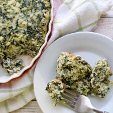 Spinach Pie in casserole dish with a side serving