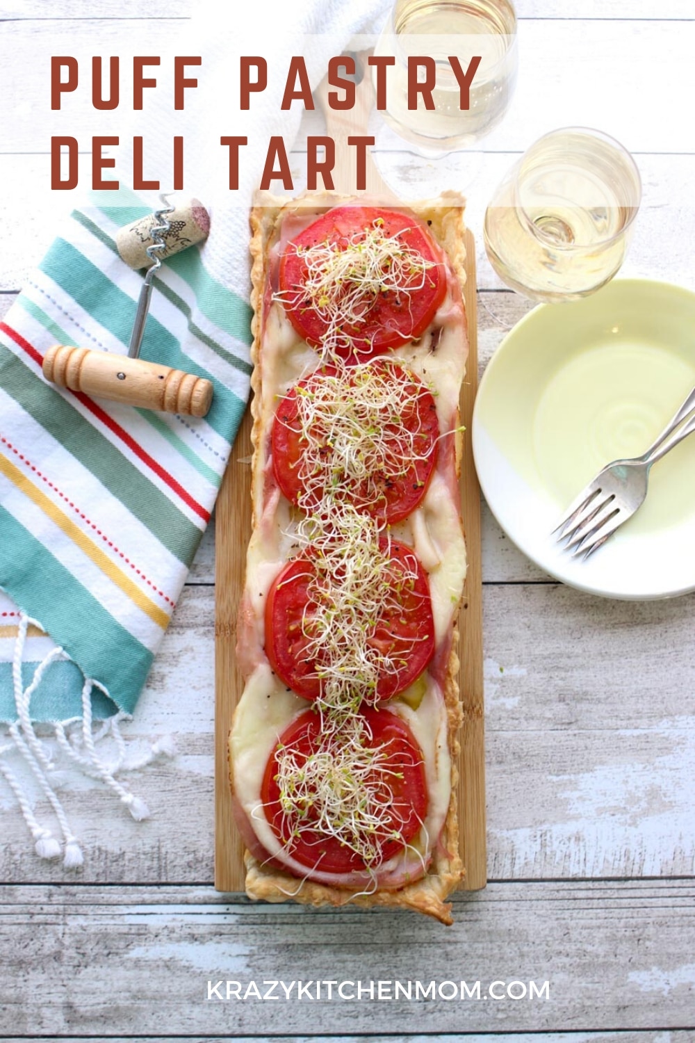 My Puff Pastry Deli Tart is a fresh way to make an open-faced deli sandwich perfect for springtime. It's made with freezer puff pastry, deli meats and cheese, and fresh vegetables.  via @krazykitchenmom