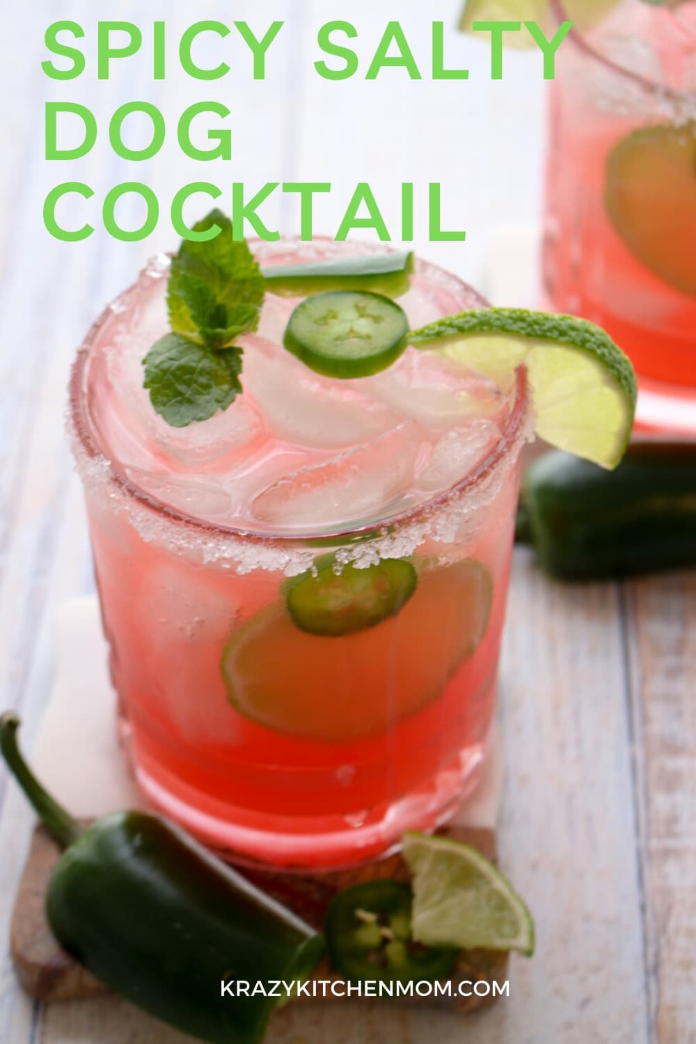 If you like a tart, sweet, spicy, refreshing cocktail, look no further. The Spicy Salty Dog Cocktail is made with vodka, pink grapefruit juice, jalapenos and splash of lime - cheers! via @krazykitchenmom