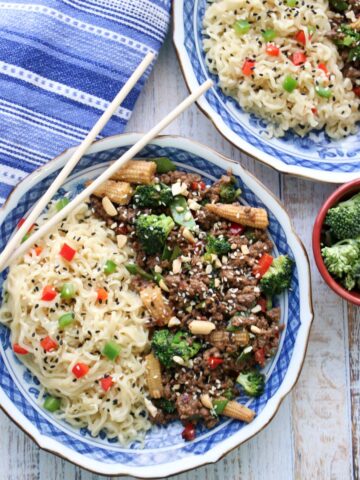 Hamburger Ramen Noodle Bowls