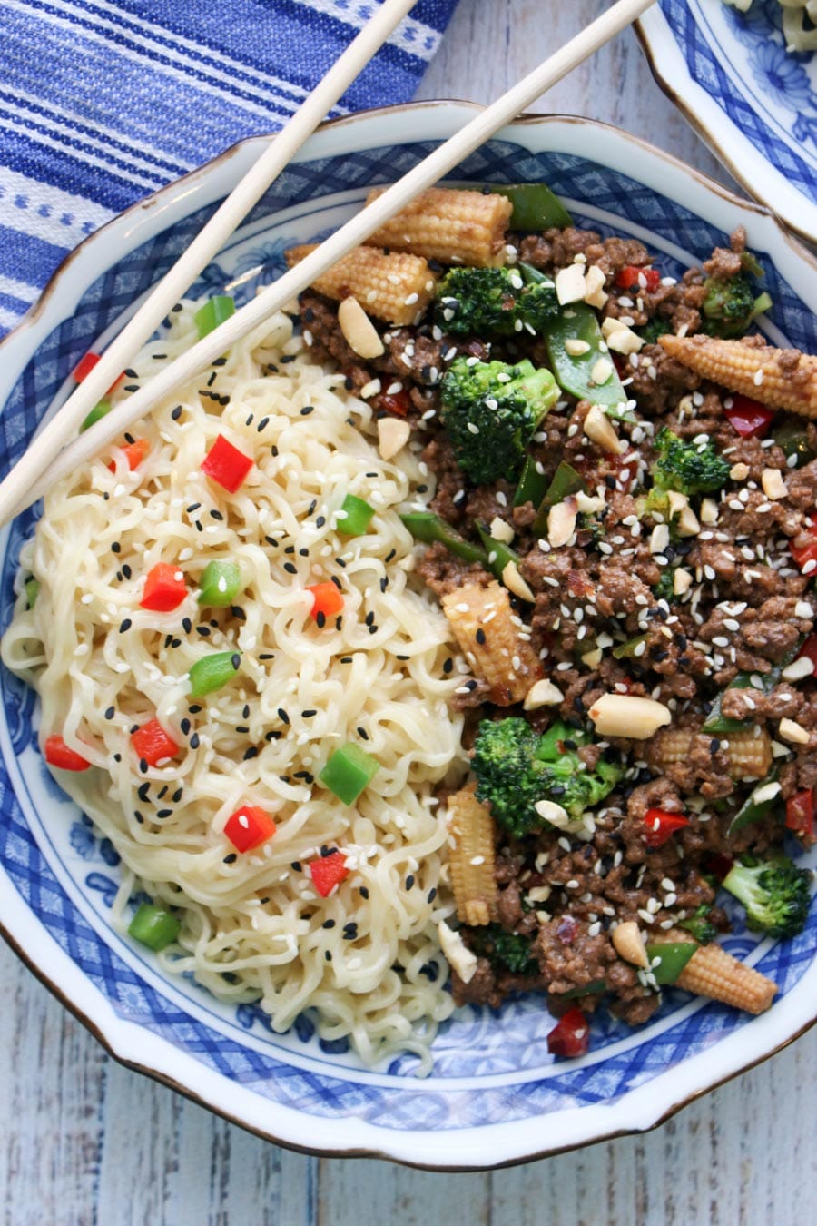 Hamburger Ramen Noodles close up