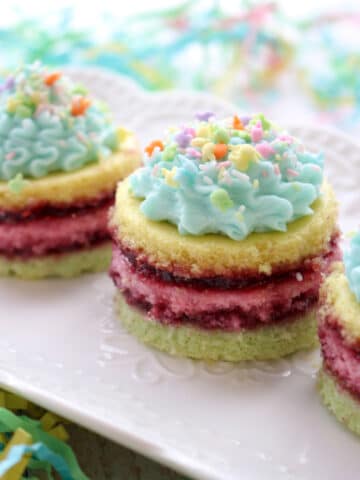 Mini layer cakes on a platter