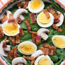 Close up shot of spinach salad