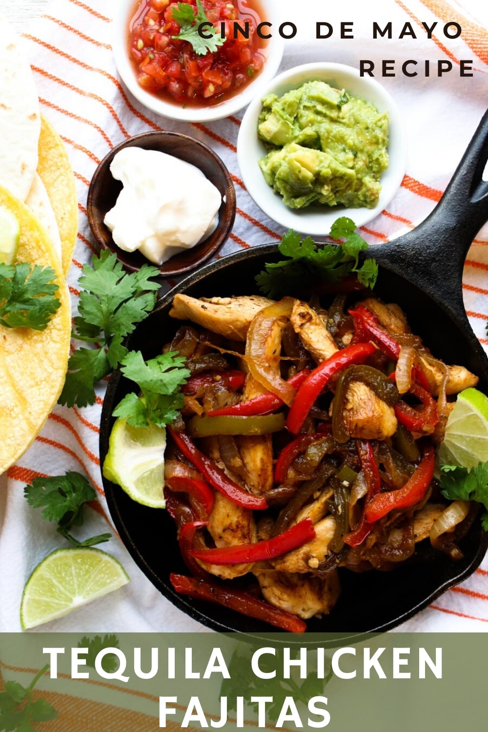 Tequila Chicken Fajitas taste just like your favorite restaurant version with a twist. The twist is in the tequila marinade that makes the chicken extra zesty.  via @krazykitchenmom