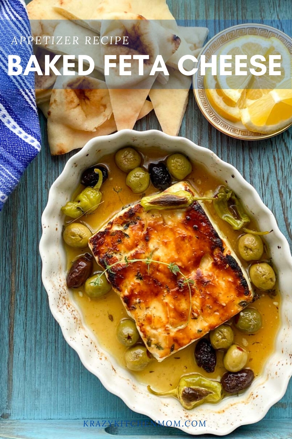 Honey Za'atar Baked Feta Cheese is a Greek-inspired appetizer. Once you try this recipe, it will quickly become your go-to appetizer for any gathering. via @krazykitchenmom