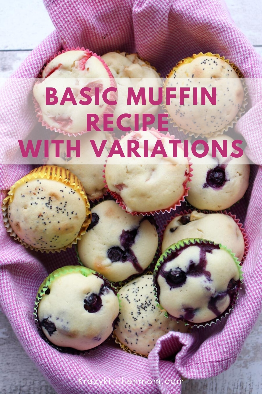 Start with this Basic Muffin Recipe to make many variations and flavors of muffins. This simple recipe allows you to add many different fruits and flavors to create mouthwatering muffins.  via @krazykitchenmom