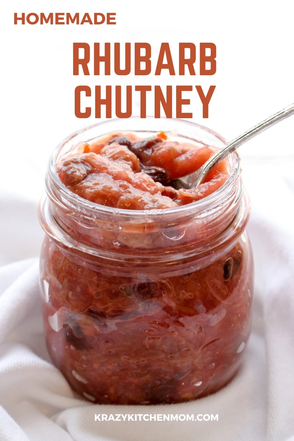Sweet, tart and tangy Homemade Rhubarb Chutney is made from fresh or frozen rhubarb, dried fruit, savory spices, sugar, and vinegar. via @krazykitchenmom