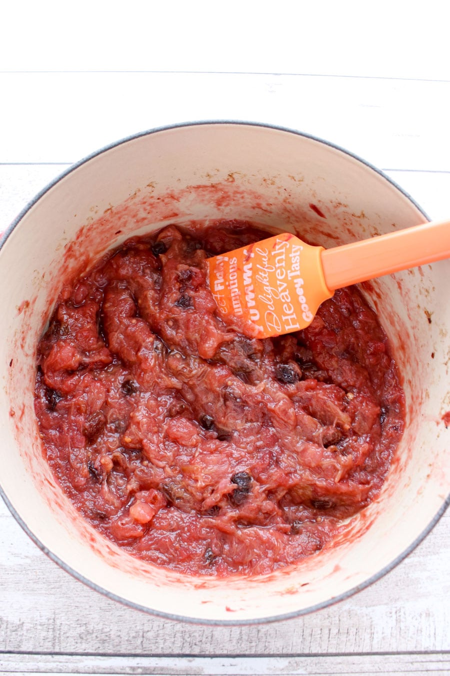 Large pot of cooked chutney