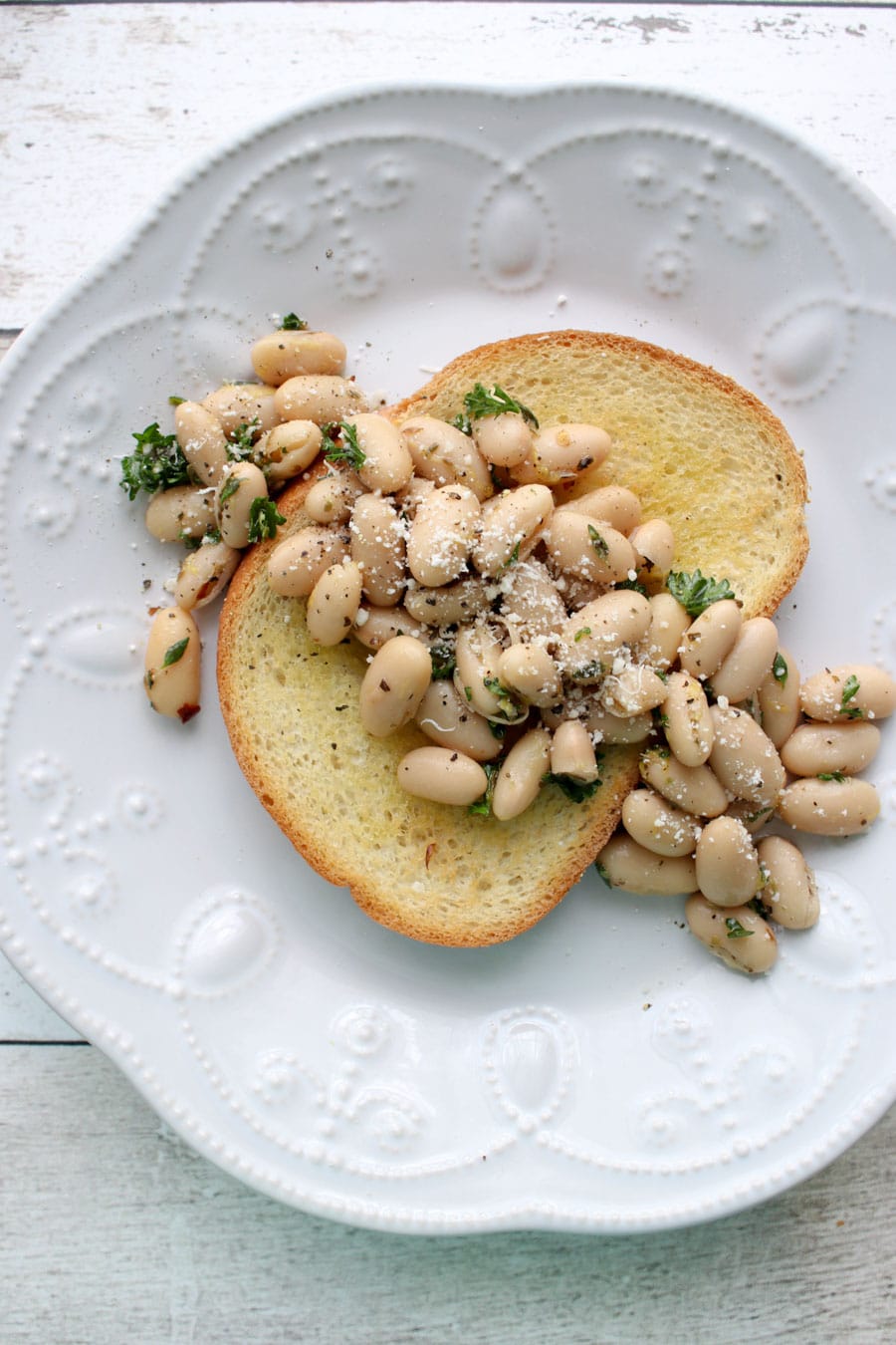 Marinated White Bean Salad on Toast