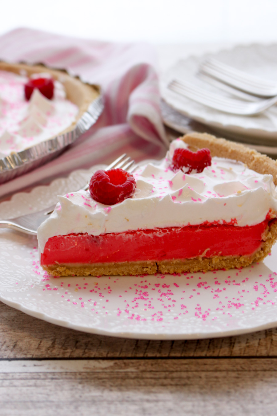 1 slice of Raspberry Jello Yogurt Pie